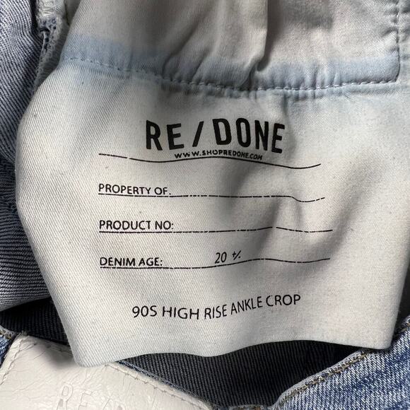 RE/DONE 90s High Rise Ankle Crop Jeans NAF Wash Button Fly 26” Inseam Size 26 - Picture 11 of 16